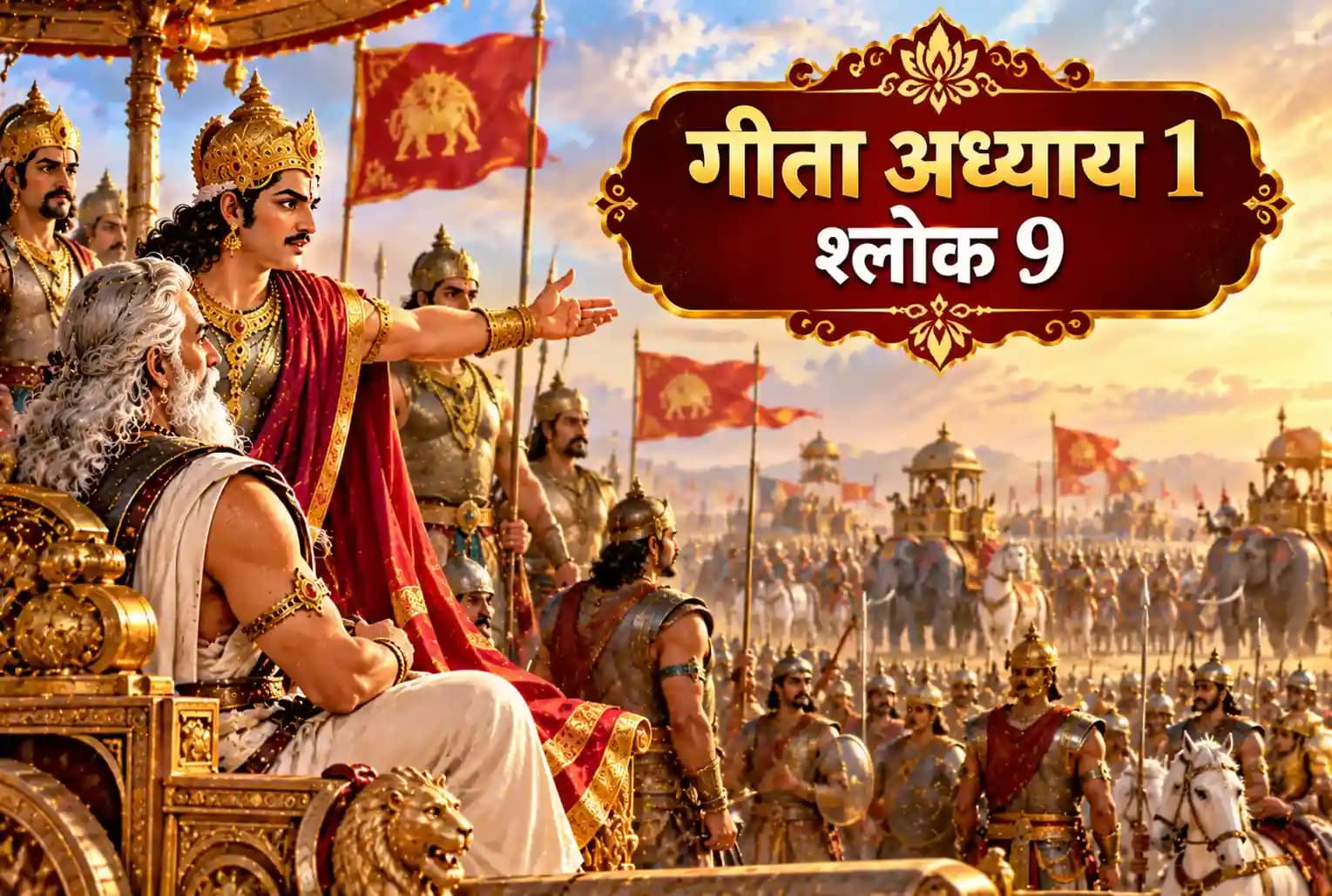 श्रीमद्भगवद्गीता, अध्याय 1, श्लोक 9 : दुर्योधन ने अपनी सेना के शूरवीरों की क्या विशेषताएं बताईं?