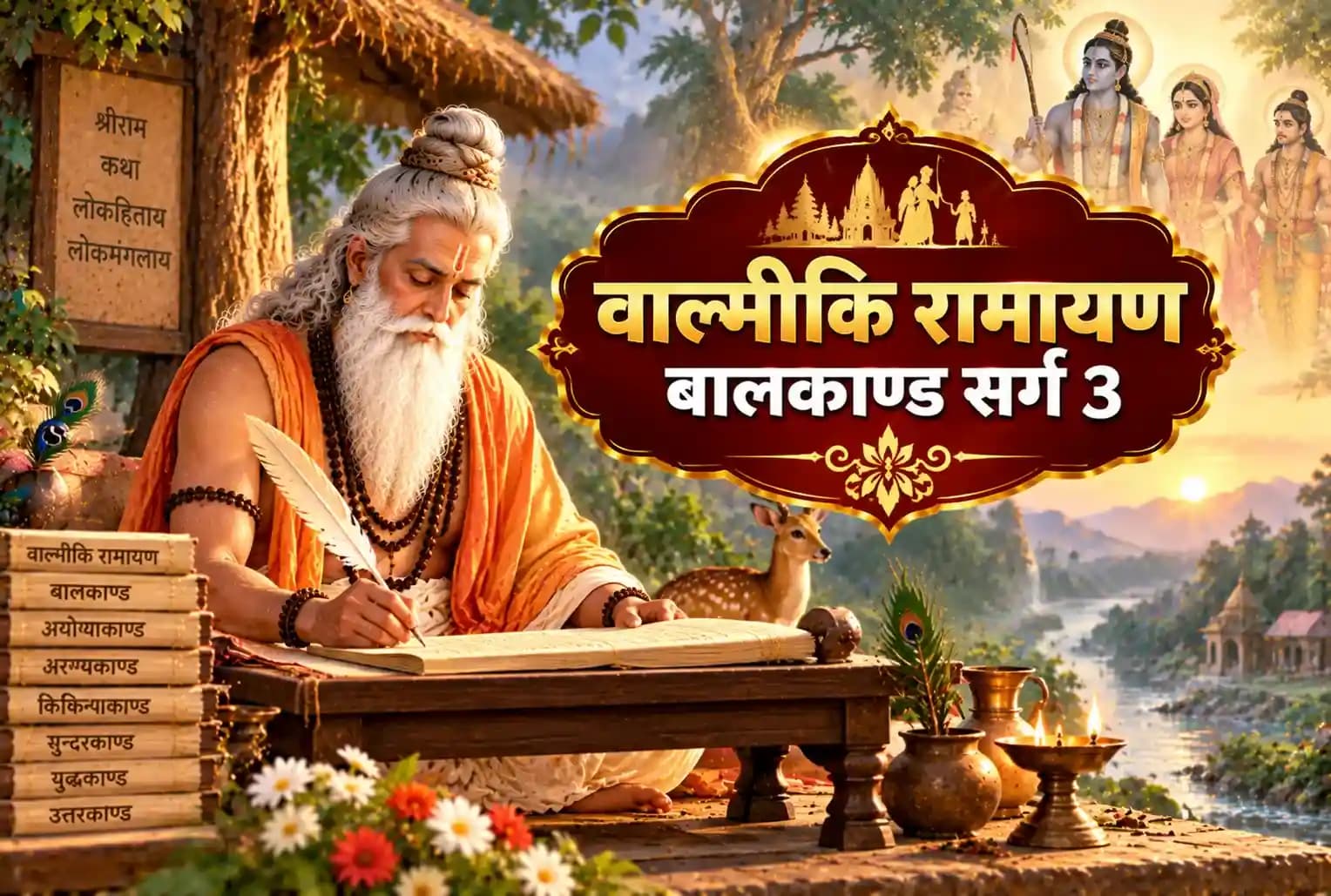 वाल्मीकि रामायण , बालकाण्ड , सर्ग 3 : महर्षि वाल्मीकि के द्वारा रामायण काव्य को पूर्ण करना