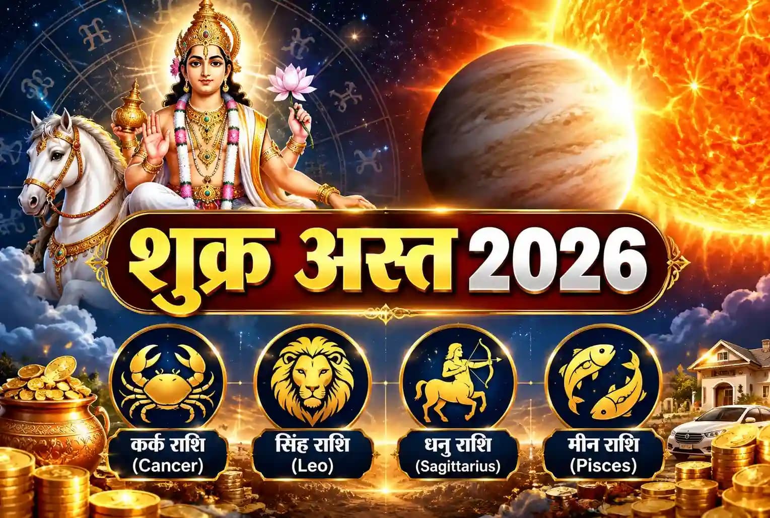 शुक्र अस्त 2026 : इन 4 राशियों के लिए बन रहे धन लाभ और सफलता के योग