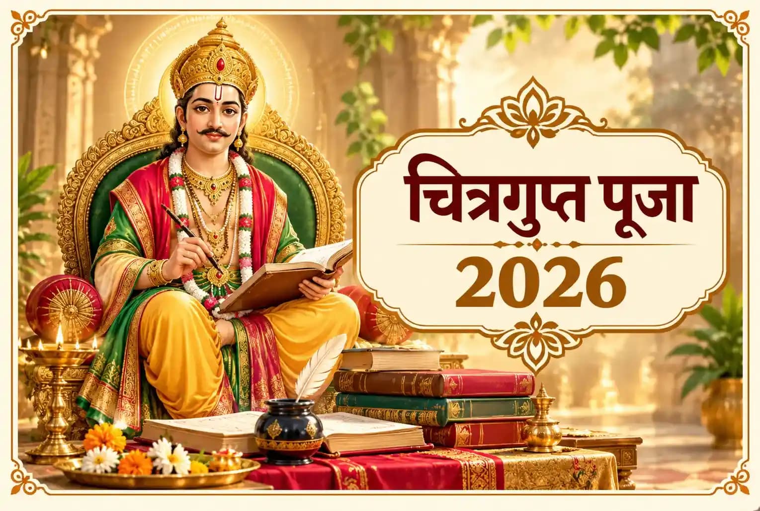चित्रगुप्त पूजा 2026 : 10 या 11 नवंबर, जानें सही तारीख, पूजा विधि और कलम-दवात पूजन का महत्व