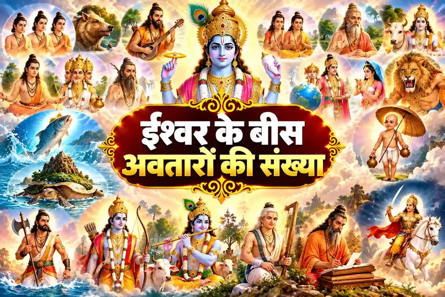9 - भागवत पुराण के अनुसार ईश्वर के बीस अवतारों की संख्या कौन कौन सी है? 