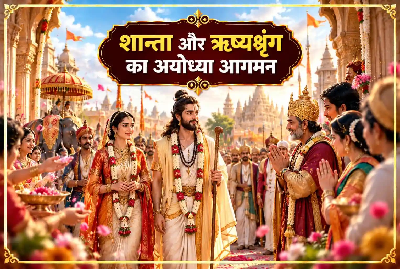 वाल्मीकि रामायण, बालकाण्ड, सर्ग 11 : राजा दशरथ का सपरिवार अंगराज के यहाँ जाकर वहाँ से शान्ता और ऋष्यश्रृंग को अपने घर ले आना