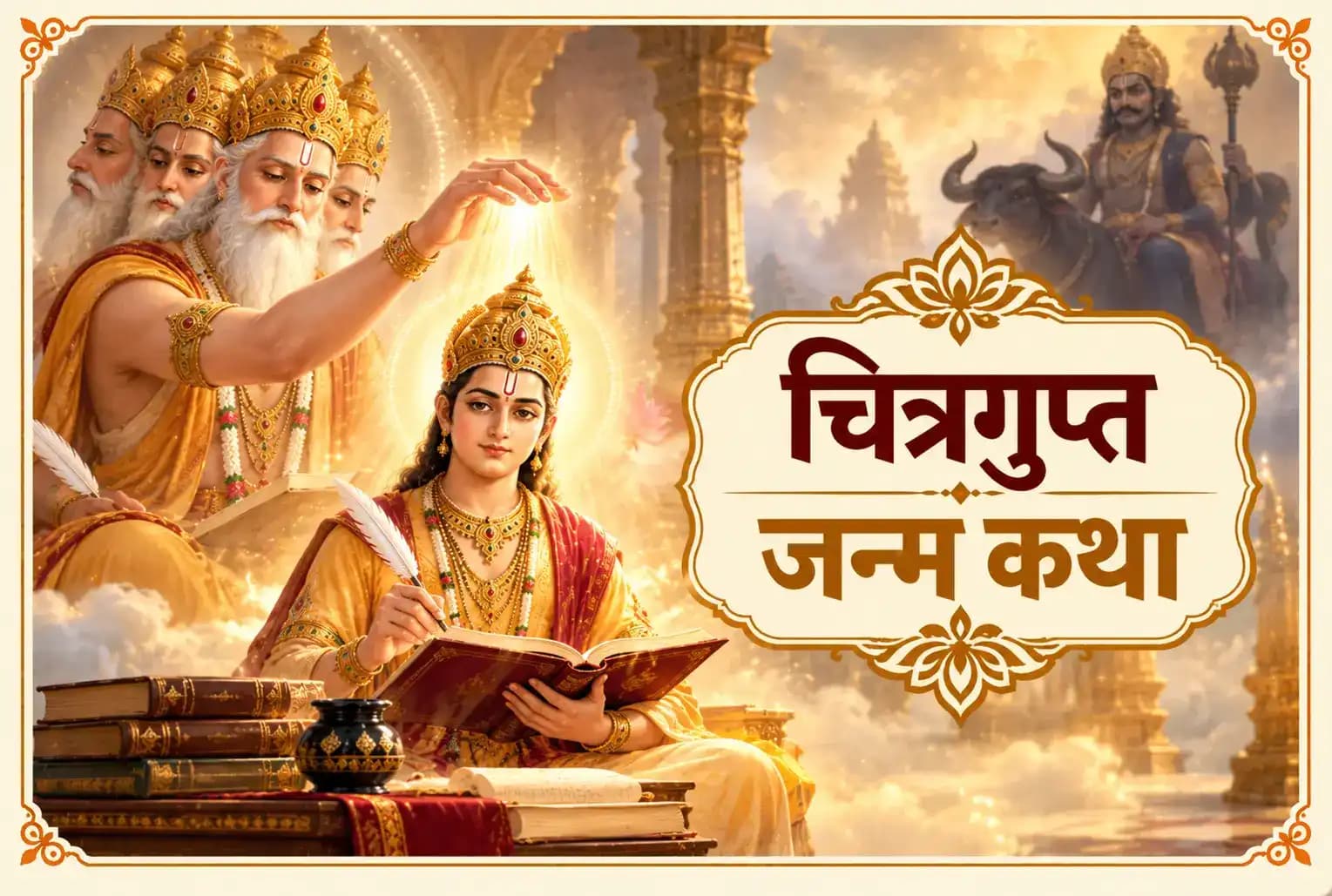चित्रगुप्त पूजा 2026 : भगवान चित्रगुप्त की कथा, कैसे हुई चित्रगुप्त जी की उत्पत्ति?