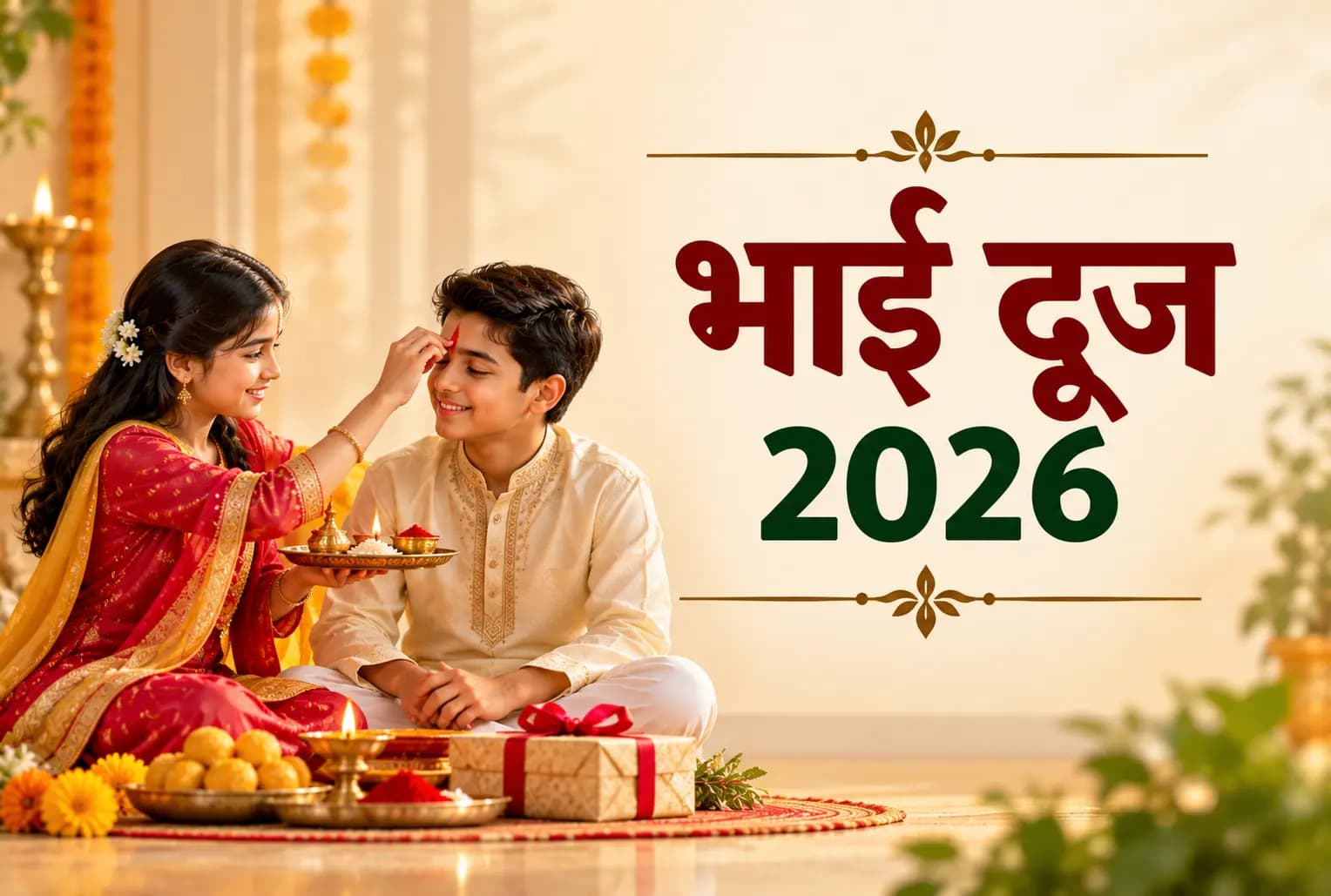 भाई दूज 2026 कब है? तिलक का शुभ मुहूर्त, पूजा विधि और महत्व