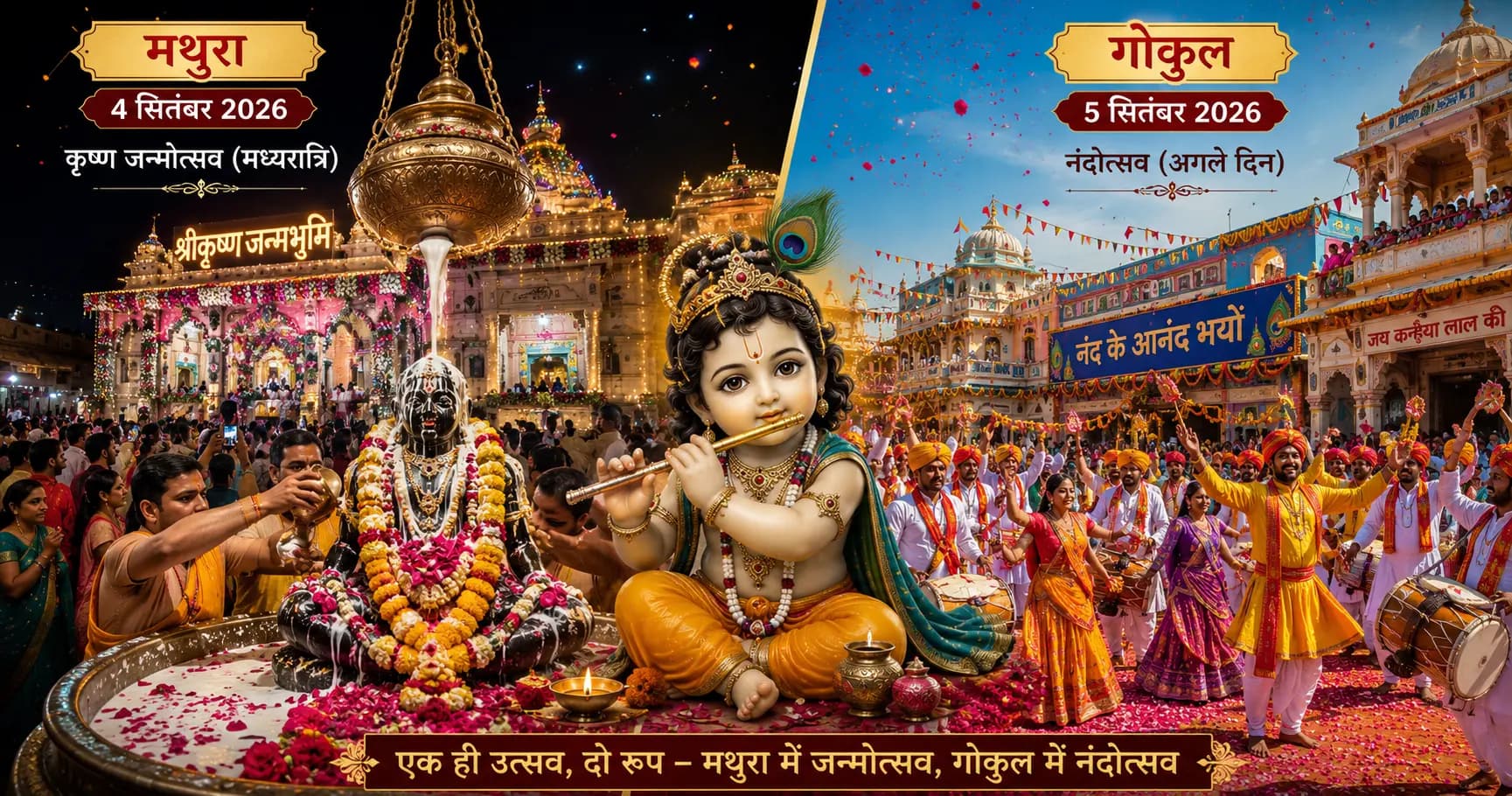 जन्माष्टमी 2026 : मथुरा में 4 तो गोकुल में 5 सितंबर को क्यों मनाया जाएगा कृष्ण जन्मोत्सव?